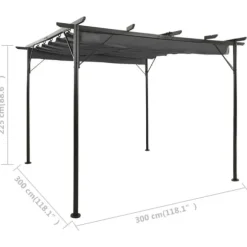 Havebuer, espalierer & pergolaer - Living pergola med sammenrulleligt tag 3x3 m 180 g/m² antracitgrå