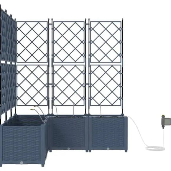 Havedåse med automatisk vanding - Plantekasse i stål | Farve: Grå | Størrelse: 120x120x142 cm