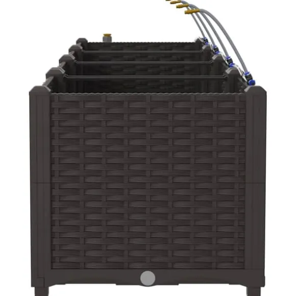 Havedåse med automatisk vanding - Moderne plantekasse i stål | Størrelse: 160x40x37,5 cm | Farve: Brun