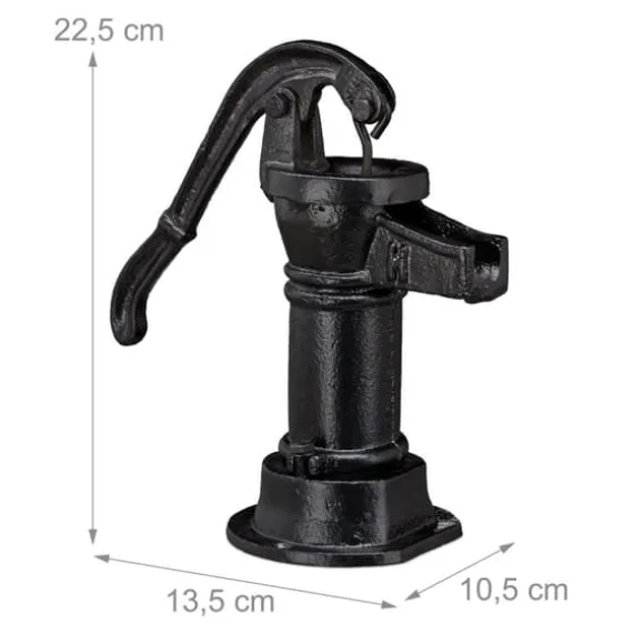 Havefigur, Dekorativ støbejernspumpe, 22.5x13.5x10.5 cm, Sort