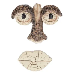 Havefigur, 2-delt træansigt, 10x13x2,5 cm, Brun