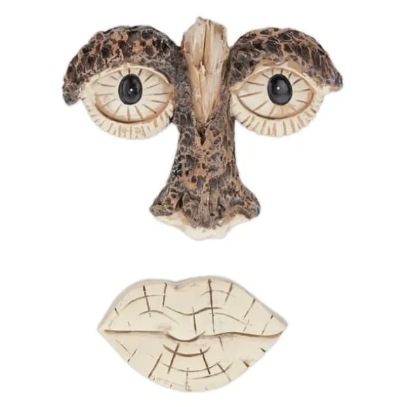 Havefigur, 2-delt træansigt, 10x13x2,5 cm, Brun