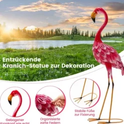 Havefigur Sæt, Flamingo Dekoration 2-delt, 20x27x89 cm