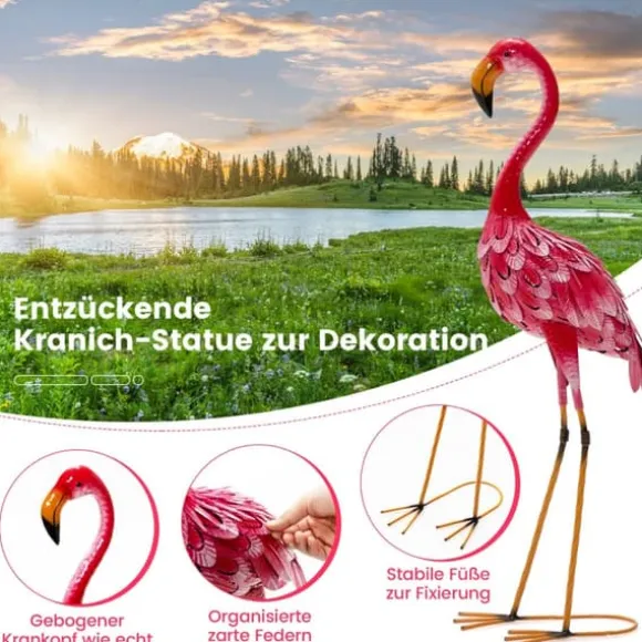 Havefigur Sæt, Flamingo Dekoration 2-delt, 20x27x89 cm