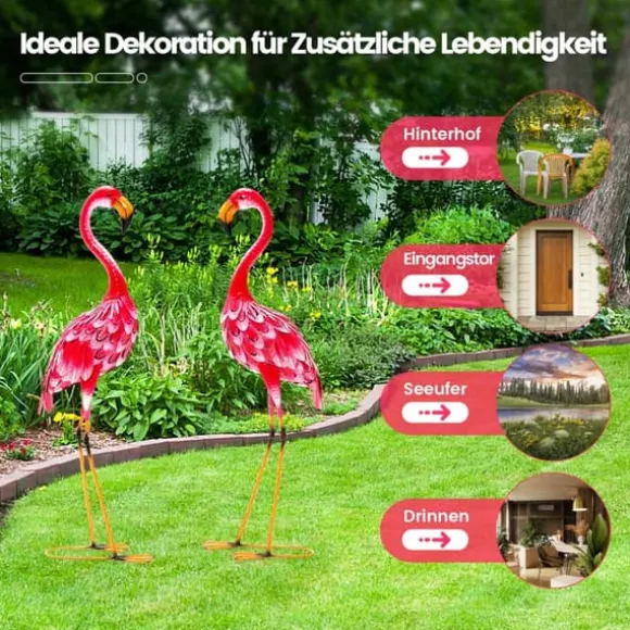 Havefigur Sæt, Flamingo Dekoration 2-delt, 20x27x89 cm