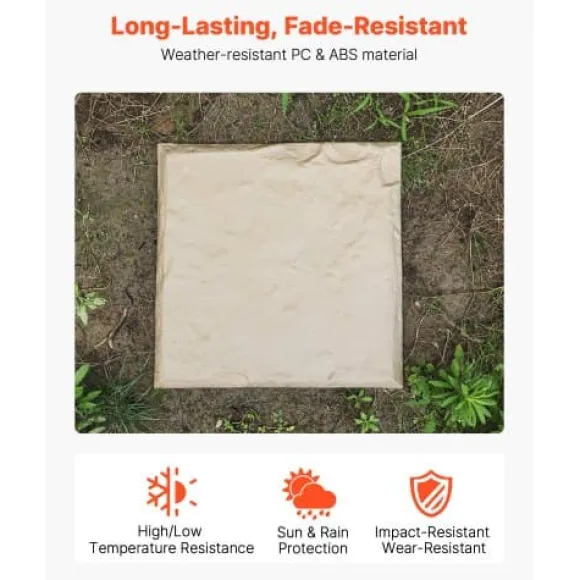 Havefliser, 39,5x39,5x2,6 cm, Beige, Plast