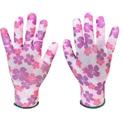 Havehandsker, polyester, blomstermønster, størrelse 20 cm
