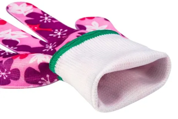 Havehandsker, polyester, blomstermønster, størrelse 20 cm