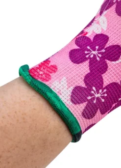 Havehandsker, polyester, blomstermønster, størrelse 20 cm