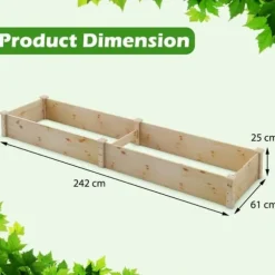 Havekøkkenbed, 240x60x25 cm, Naturfarvet