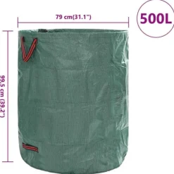 Havematerialeposer 12 stk - Runde affaldsposer til havearbejde | Farve: Grøn | Størrelse: 79 x 79 x 99.5 cm