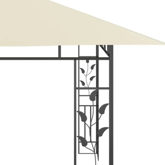 Havemøbler pavillon med myggenet og solcelledrevne LED-lys | Farve: Creme | Størrelse: 4x3x2,73 m