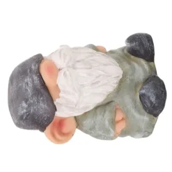 Havenissefigur i retrostil til terrasseindretning - stabil harpiksstruktur, fladt hoved, grønt