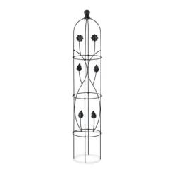Haveobelisk, sæt med 2 metal planteunderstøtninger, 103x20 cm, sort