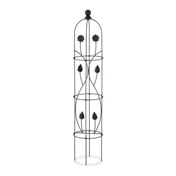 Haveobelisk, sæt med 2 metal planteunderstøtninger, 103x20 cm, sort
