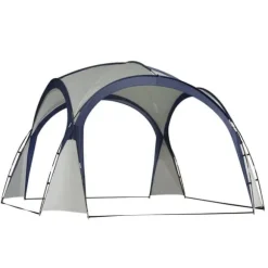 Have-/partytelt 3,5×3,5×2,3 m, solbeskyttelse, glasfiber & polyester, creme/blå