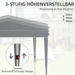 Havepavillon Kane 3 × 3 m, lysegrå