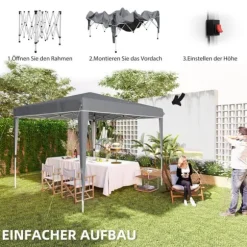 Havepavillon Kane 3 × 3 m, lysegrå
