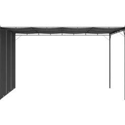 Havepavillon med gardin - Pulverlakeret stål | Farve: Antracitgrå | Størrelse: 4x3x2,25 m