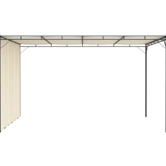 Havepavillon med gardin 4x3x2,25 m - Solbeskyttelse til havefester | Farve: Creme
