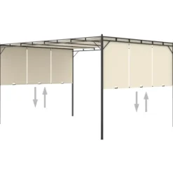 Havepavillon med gardin 4x3x2,25 m - Solbeskyttelse til havefester | Farve: Creme