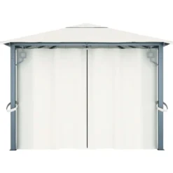 Havepavillon med gardin 400x300 cm aluminium cremefarvet - Pavillon - Pavilloner - Home & Living