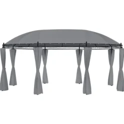 Havepavillon med gardiner - Stærkt stålstel | Størrelse: 520x349x255 cm | Farve: Antracitgrå