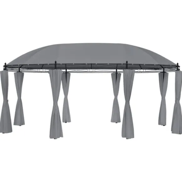 Havepavillon med gardiner - Stærkt stålstel | Størrelse: 520x349x255 cm | Farve: Antracitgrå