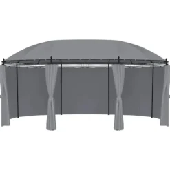 Havepavillon med gardiner - Stærkt stålstel | Størrelse: 520x349x255 cm | Farve: Antracitgrå
