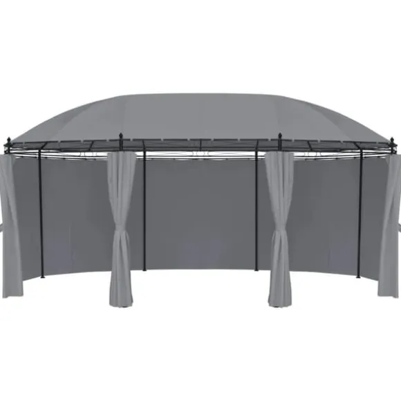 Havepavillon med gardiner - Stærkt stålstel | Størrelse: 520x349x255 cm | Farve: Antracitgrå
