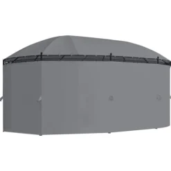 Havepavillon med gardiner - Stærkt stålstel | Størrelse: 520x349x255 cm | Farve: Antracitgrå