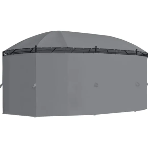 Havepavillon med gardiner - Stærkt stålstel | Størrelse: 520x349x255 cm | Farve: Antracitgrå