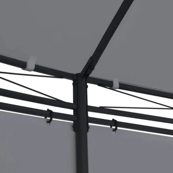 Havepavillon med gardiner - Stærkt stålstel | Størrelse: 520x349x255 cm | Farve: Antracitgrå