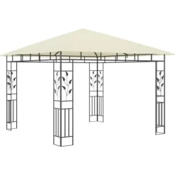 Havepavillon med myggenet - Stabil metalkonstruktion | Farve: Creme | Størrelse: 3x3x2,73 m