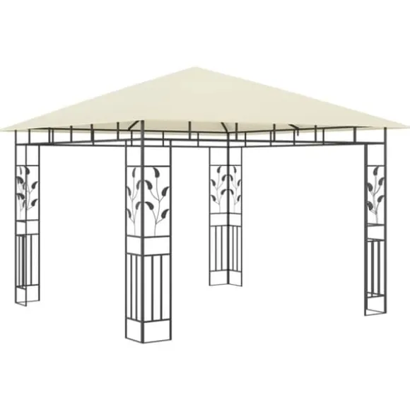 Havepavillon med myggenet - Stabil metalkonstruktion | Farve: Creme | Størrelse: 3x3x2,73 m