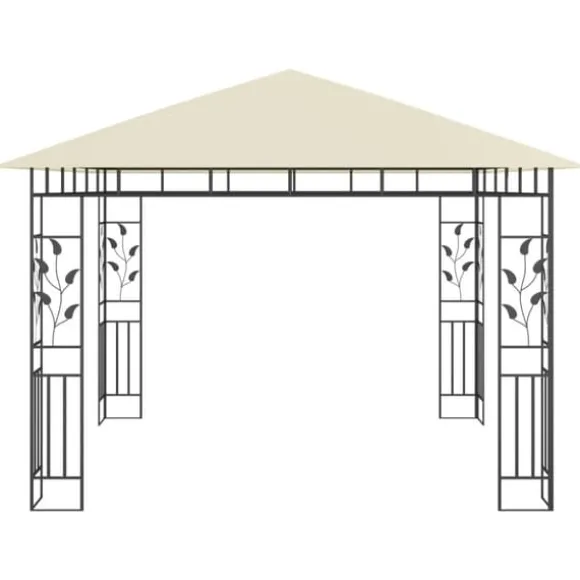 Havepavillon med myggenet - Stabil metalkonstruktion | Farve: Creme | Størrelse: 3x3x2,73 m