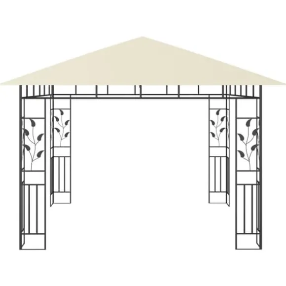 Havepavillon med myggenet - Stabil metalkonstruktion | Farve: Creme | Størrelse: 3x3x2,73 m