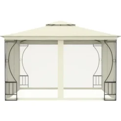 Havepavillon med net 300x300 cm - Ideel til udendørs begivenheder | Farve: Creme