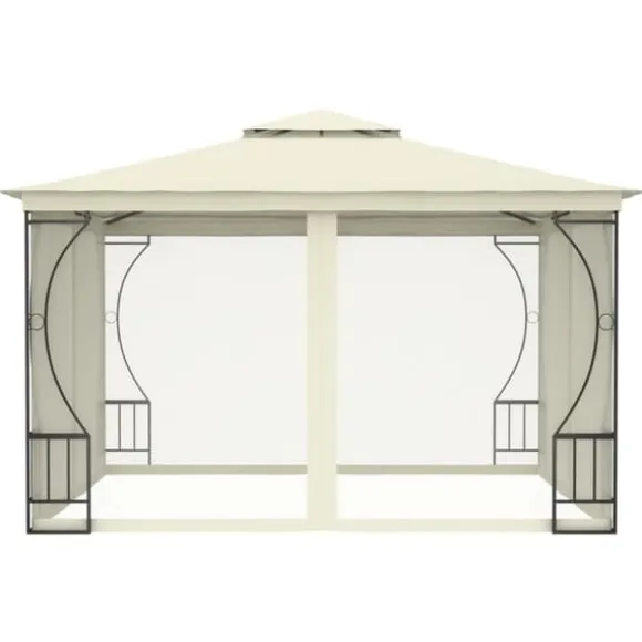 Havepavillon med net 300x300 cm - Ideel til udendørs begivenheder | Farve: Creme