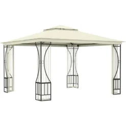Havepavillon med net 300x300 cm - Ideel til udendørs begivenheder | Farve: Creme