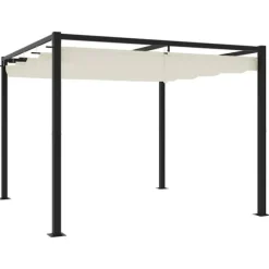 Havepavillon med optrækkeligt tag - Udendørs løsning | Størrelse: 3x3 m | Farve: Cream