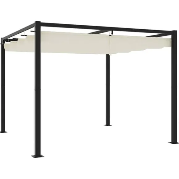 Havepavillon med optrækkeligt tag - Udendørs løsning | Størrelse: 3x3 m | Farve: Cream