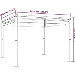 Havepavillon med optrækkeligt tag - Udendørs løsning | Størrelse: 3x3 m | Farve: Cream