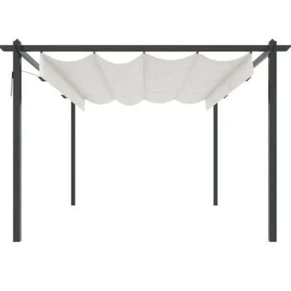 Havepavillon med sammenrulleligt tag 4x3 m cremefarvet - Havepavillon - Havepavilloner - Home & Living