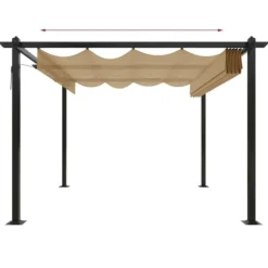Havepavillon med sammenrulleligt tag 3x3 m gråbrun - Havepavillon - Havepavilloner - Home & Living