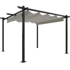 Havepavillon med sammenrulleligt tag 3x3 m | Farve: Cremefarvet
