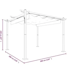 Havepavillon med sammenrulleligt tag 3x3 m | Farve: Cremefarvet