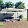Havepavillon med sammenrulleligt tag - UV-resistent & vandafvisende | Størrelse: 4x3 m | Farve: Creme