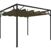 Havepavillon med tilbagetrækkeligt tag 3x3 m | Farve: Gråbrun | 180 g/m²