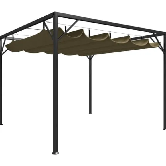 Havepavillon med tilbagetrækkeligt tag 3x3 m 180 g/m² gråbrun - Havepavillon - Havepavilloner - Home & Living